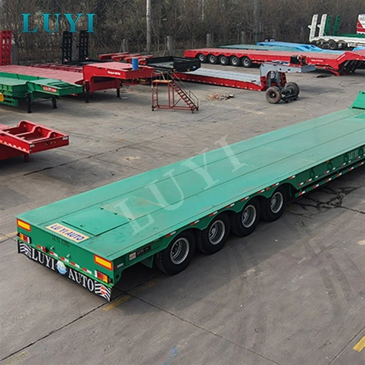 Four Axle Low Flatbed Trailer For Heavy Transport manufacturers